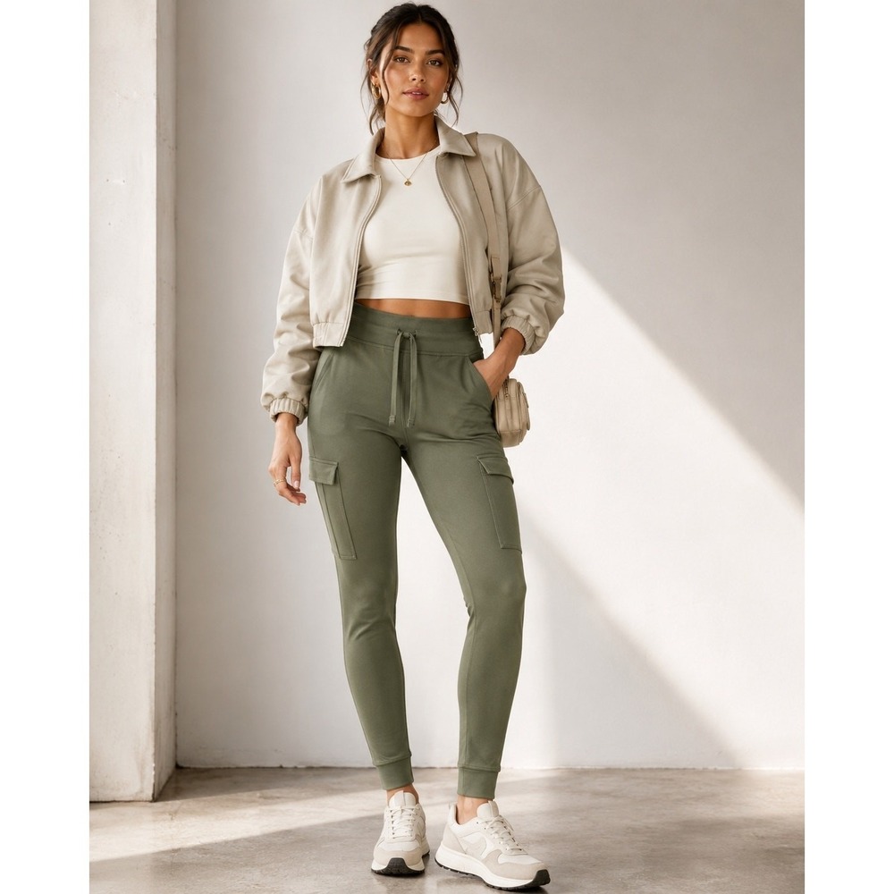 Athleta Salutation Cargo Tight Women Small Green Excellent High Rise Leggings